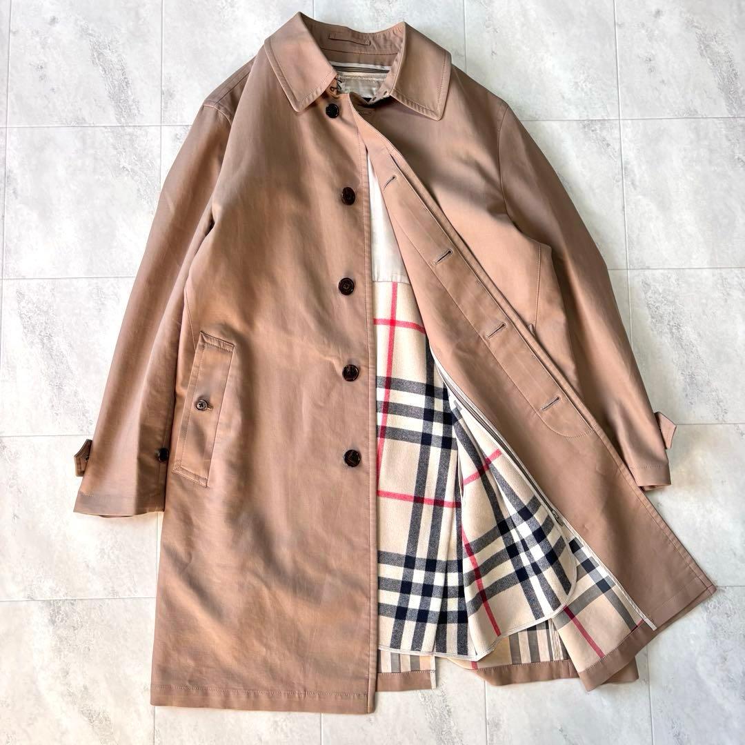 【美品】バーバリー バルカラーコート ライナー付き メガチェック 三陽商会 L