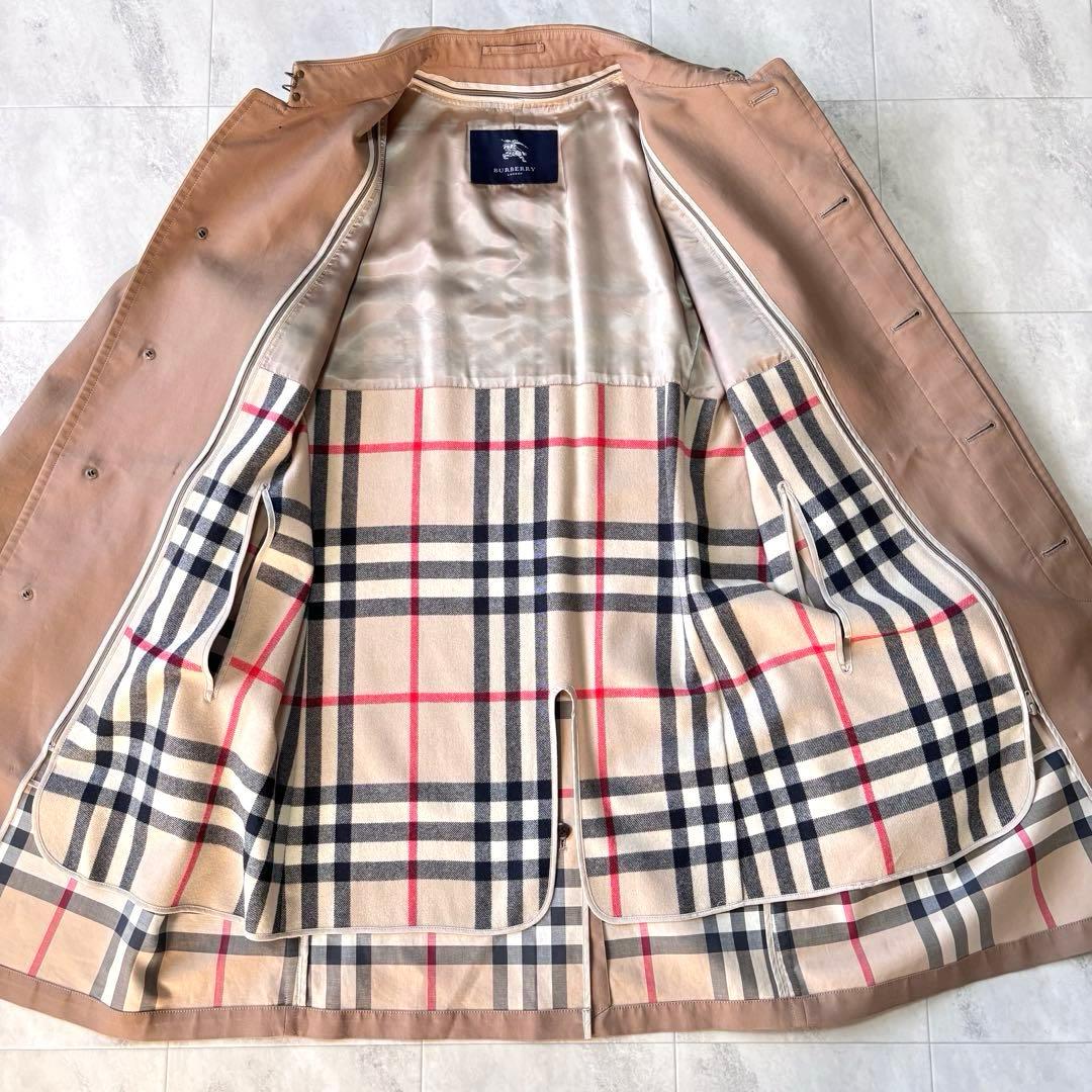 【美品】バーバリー バルカラーコート ライナー付き メガチェック 三陽商会 L