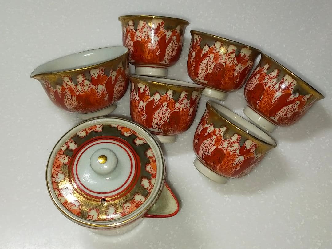 ♥値下げ！♥九谷♥煎茶道具♥セット　急須　湯呑み　湯冷まし　赤絵　金彩　湯飲み