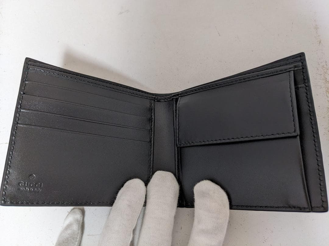 未使用品 グッチ グッチシマ ダブルG 473922 小銭入れ付き 二つ折り財布