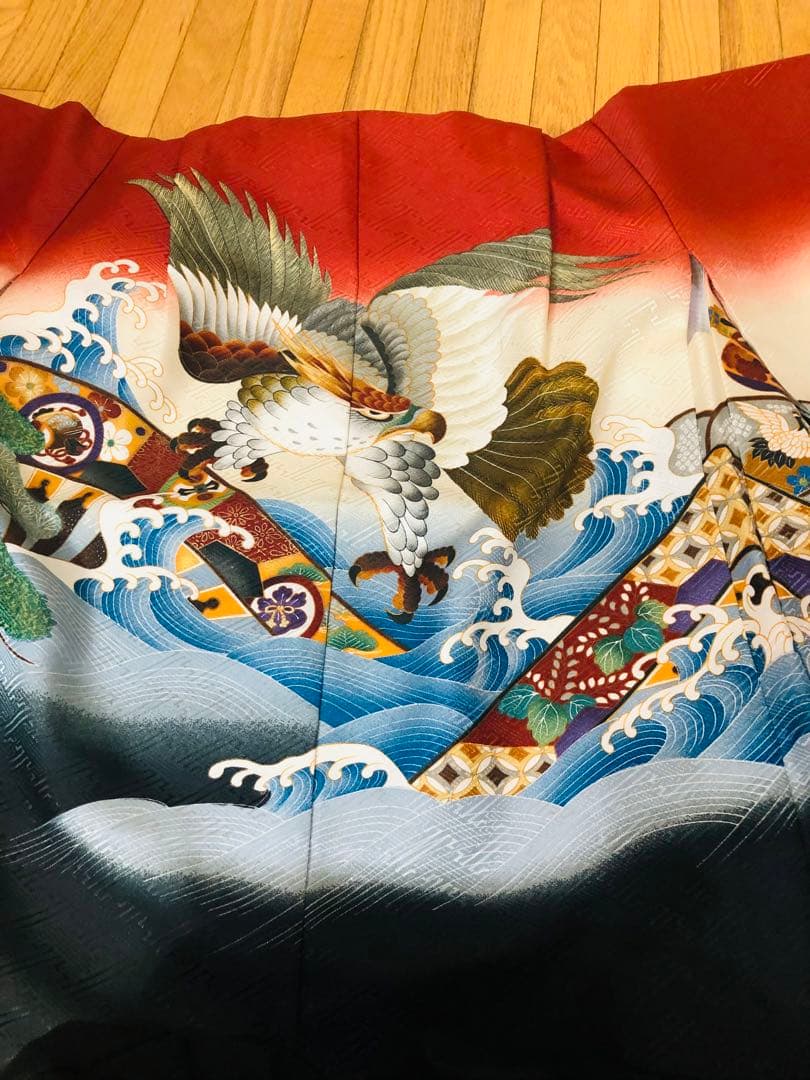 七五三五歳‼️完全️フルセット美品❤️新作黒×赤鷹煌びやか❤️家からは一切なし