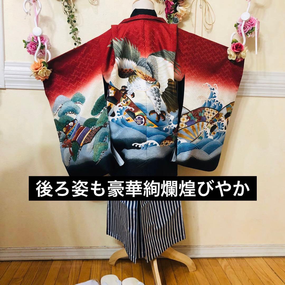 七五三五歳‼️完全️フルセット美品❤️新作黒×赤鷹煌びやか❤️家からは一切なし