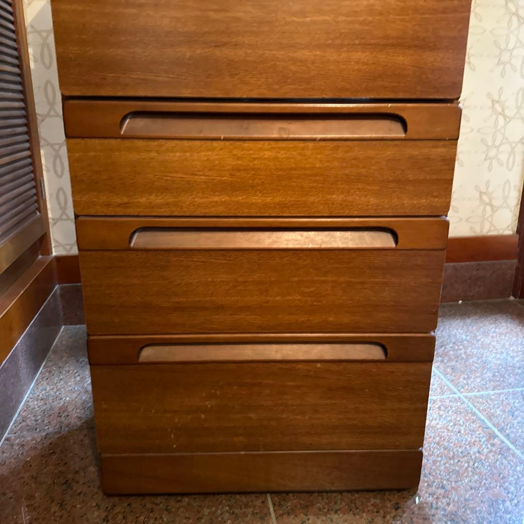 【美品】ブラウン木製モダンチェスト 6引き出し