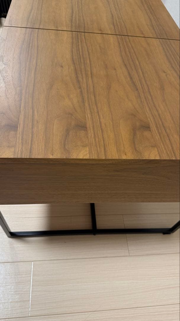 【美品】ウォルナット　ローテーブル　昇降式　鉄脚　LOWYA　ロウヤ