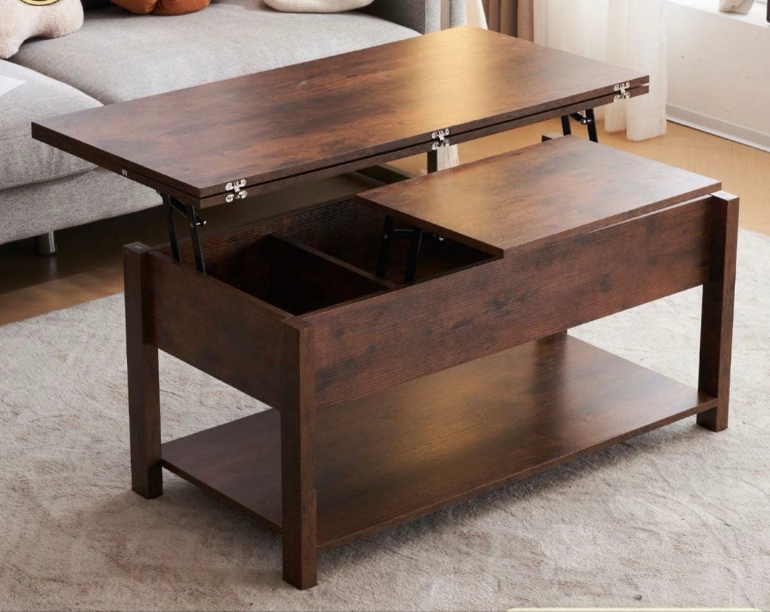 テーブル　リビングテーブル　拡張可能　高さ調整　昇降式　ローテーブル