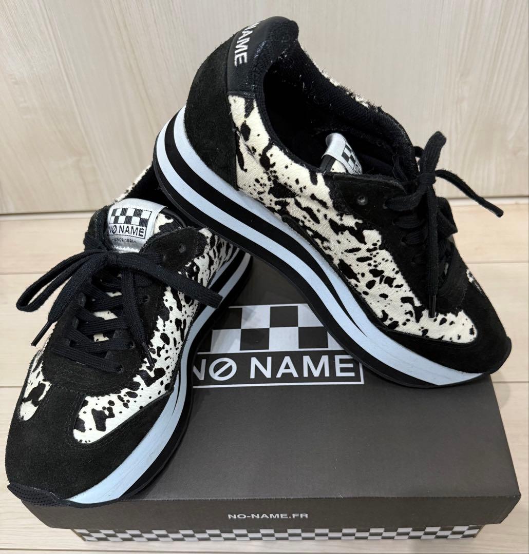 NO NAMEスニーカー 牛革コンビ軽量　ポニーヘア柄フレックスジョガー
