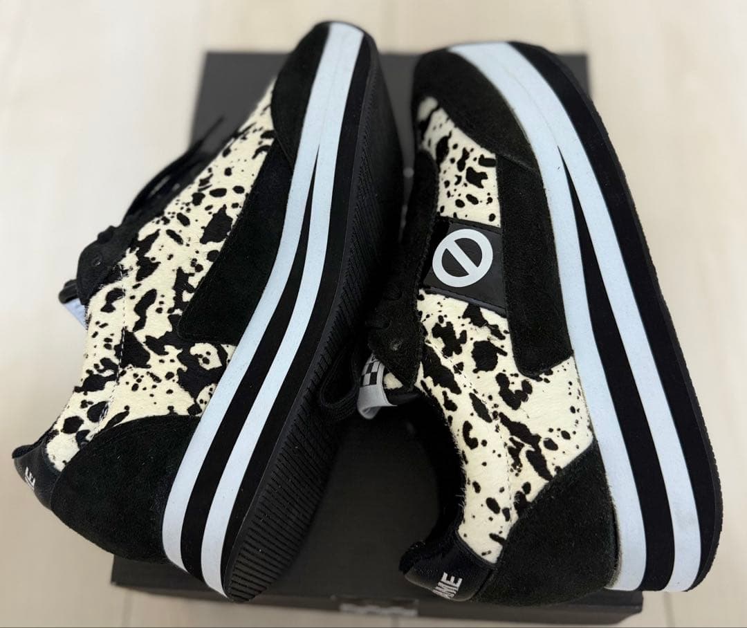 NO NAMEスニーカー 牛革コンビ軽量　ポニーヘア柄フレックスジョガー