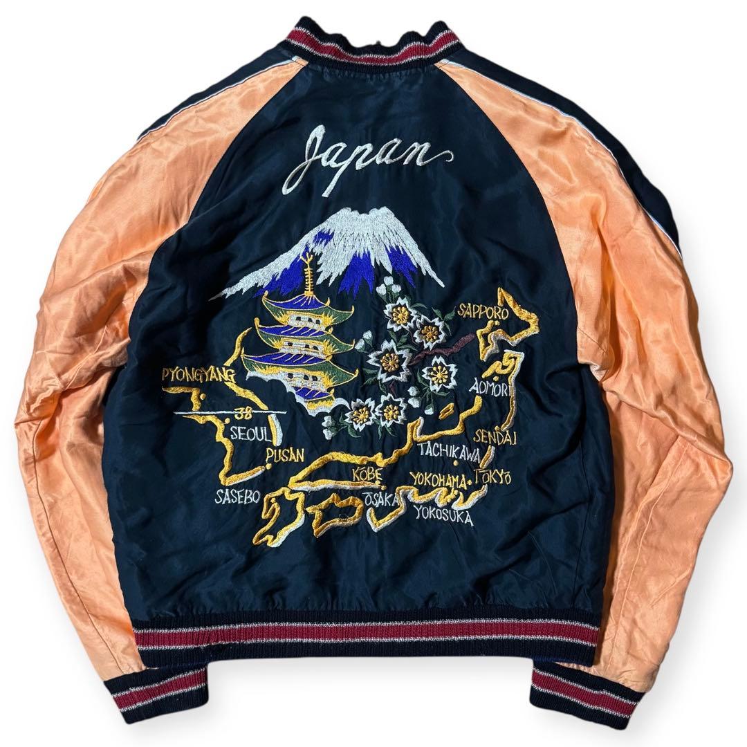 東洋 リバーシブル スカジャン スーベニアジャケット 日本地図 鷹 Mサイズ