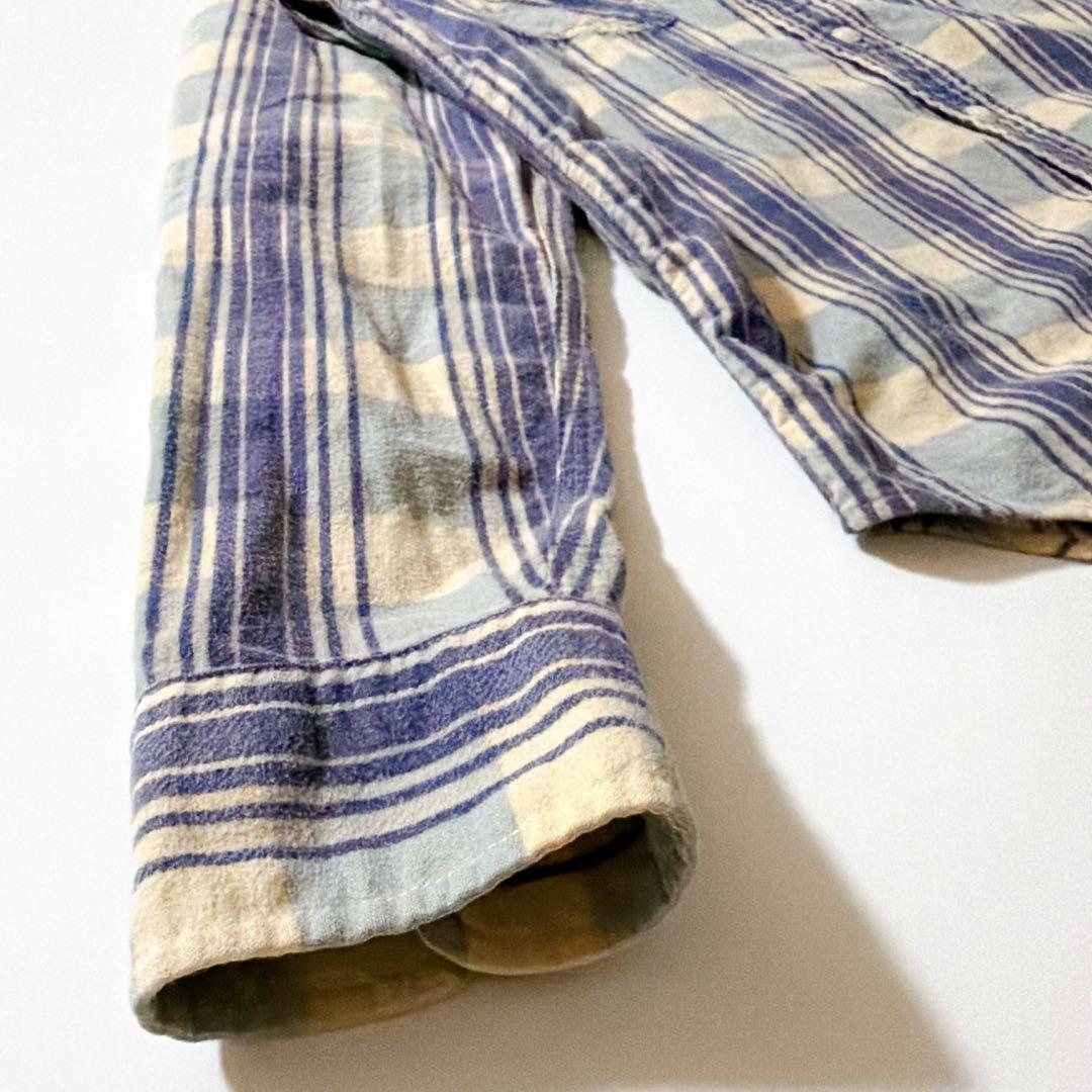 RRL ラルフローレン タータンチェック ネルシャツ ブルー S ヴィンテージ