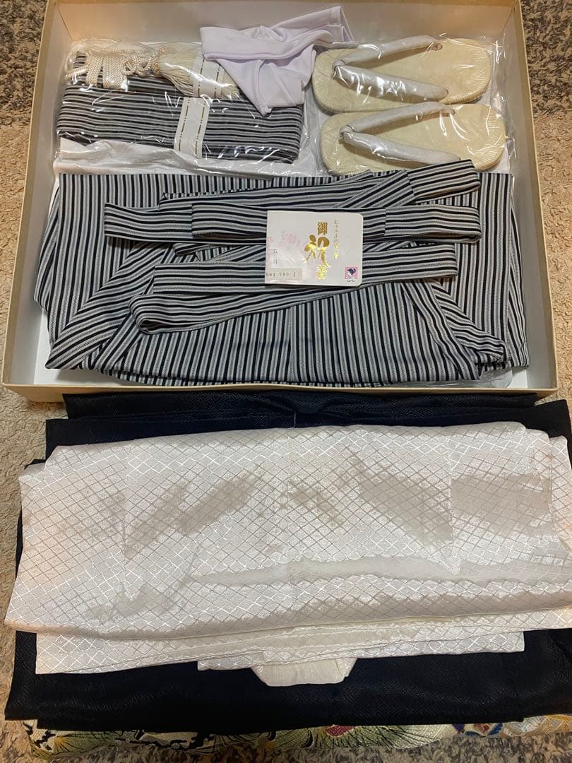 子供用 七五三 着物 黒地 刺繍　5歳