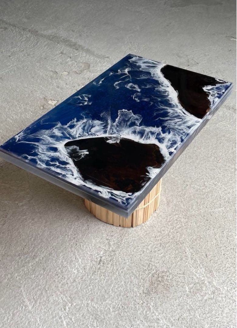 No.218　希少価値　屋久杉　神代杉　オーシャンアート　レジンテーブル