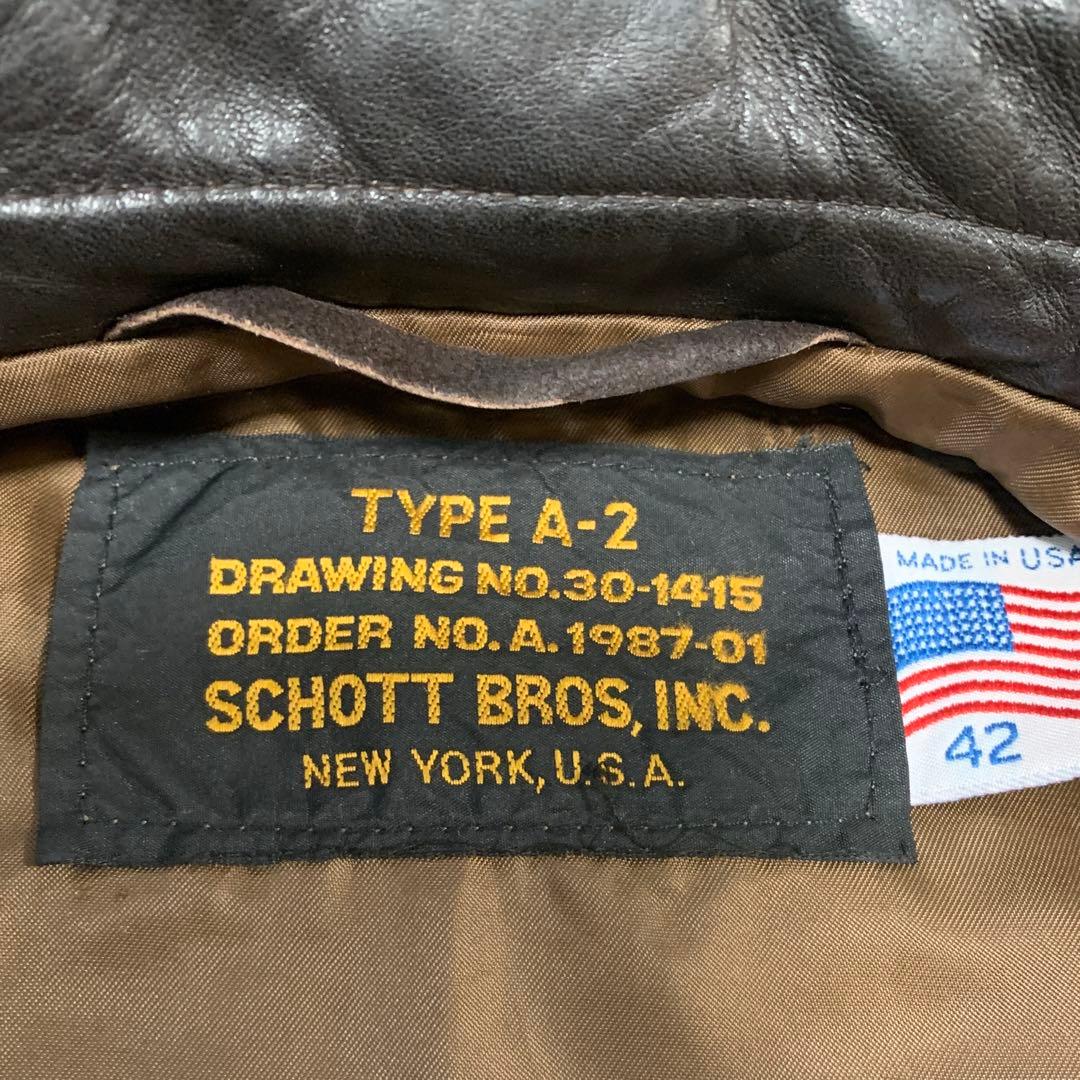 Schott A2 レザーフライトジャケット　本革　42