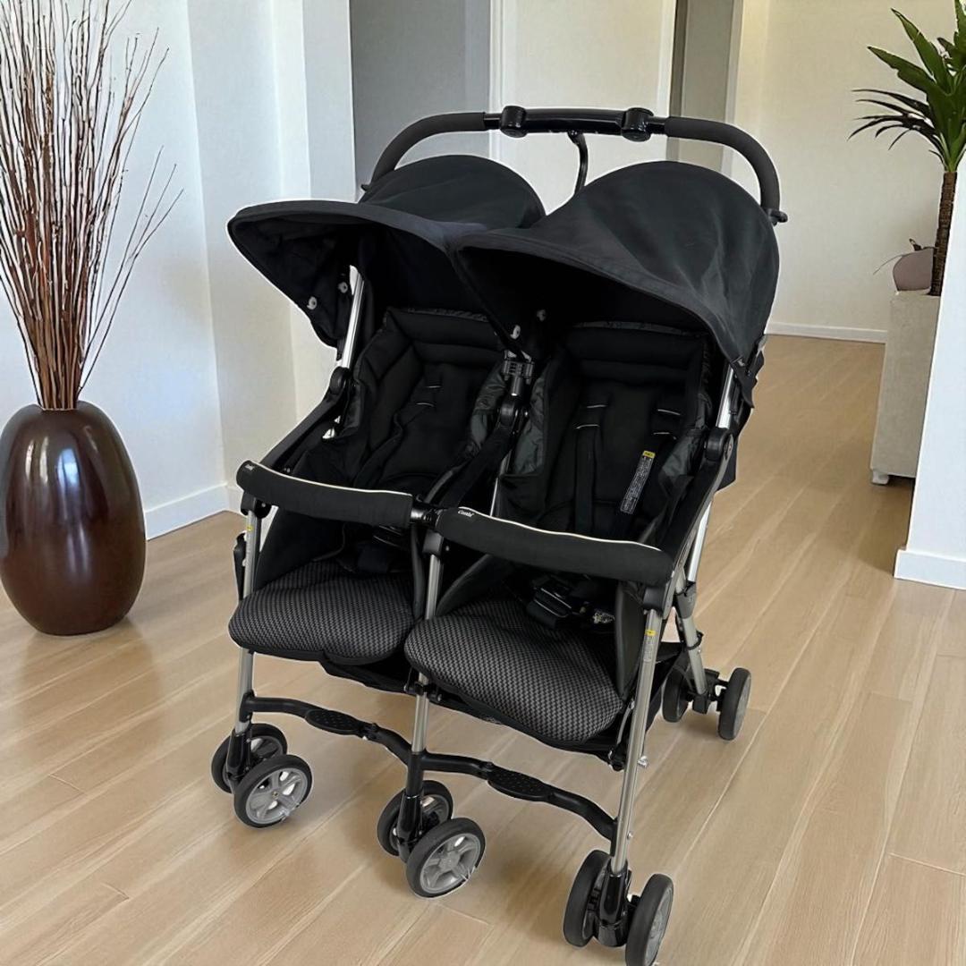 【美品】Combi コンビ　2人乗り　ツインスピン　双子 ベビーカー 62-2