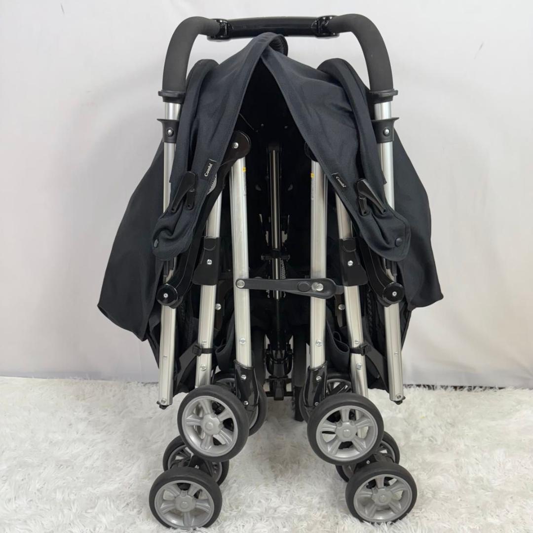 【美品】Combi コンビ　2人乗り　ツインスピン　双子 ベビーカー 62-2