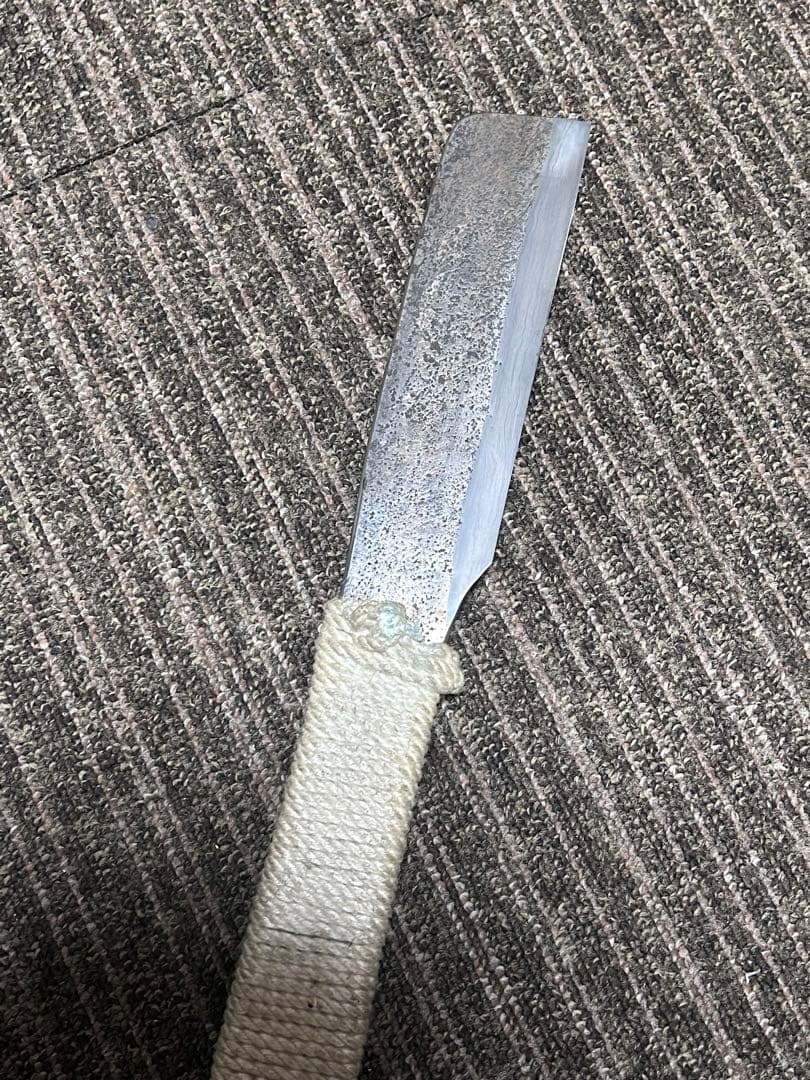 01468 鉈　ナイフ　包丁　無銘　墨流し　切味抜群　中古再生品