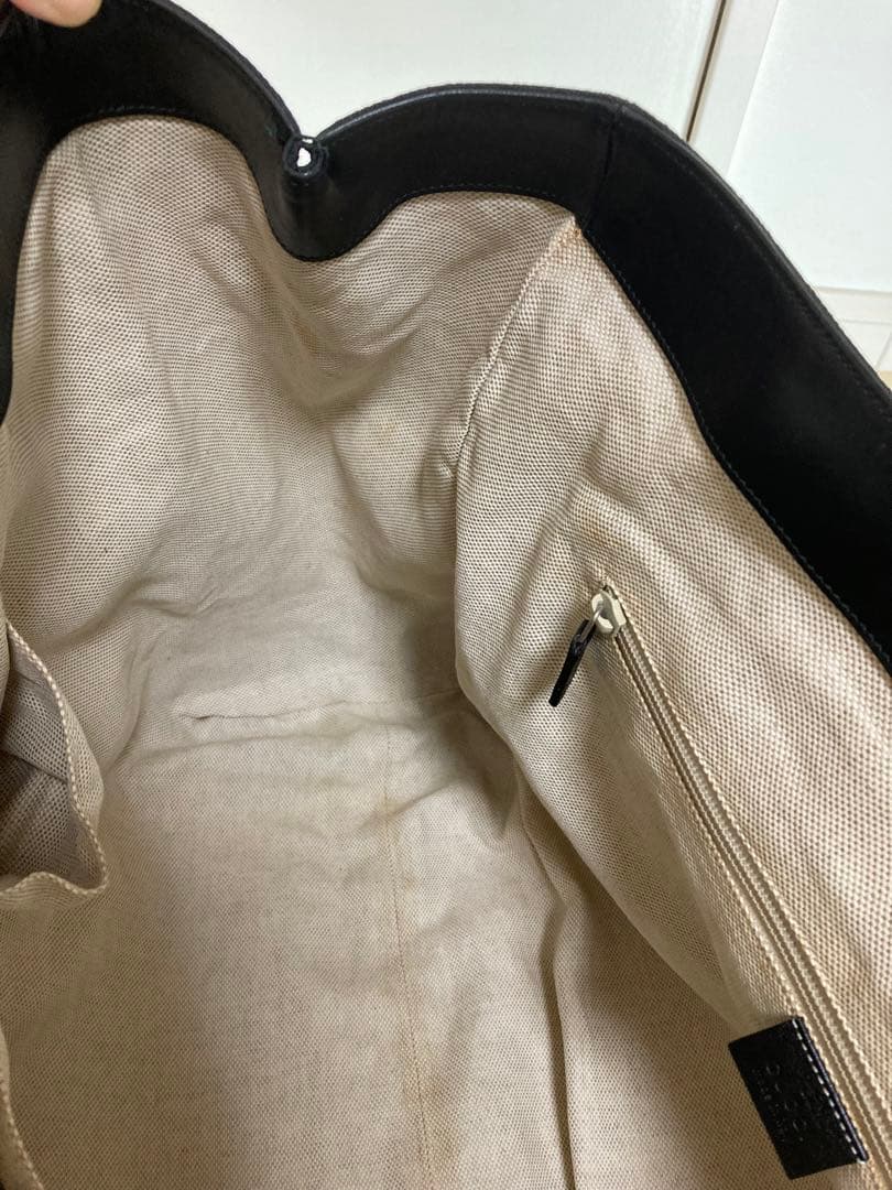 ☆GUCCI☆ 大型トートバック　GG柄　ブラック　キャンパスレザー