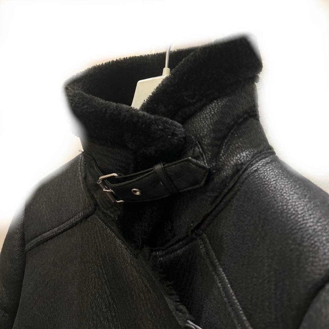 【即日配達、美品、2/7まで】ZARA フェイクファームートン　黒　XSサイズ