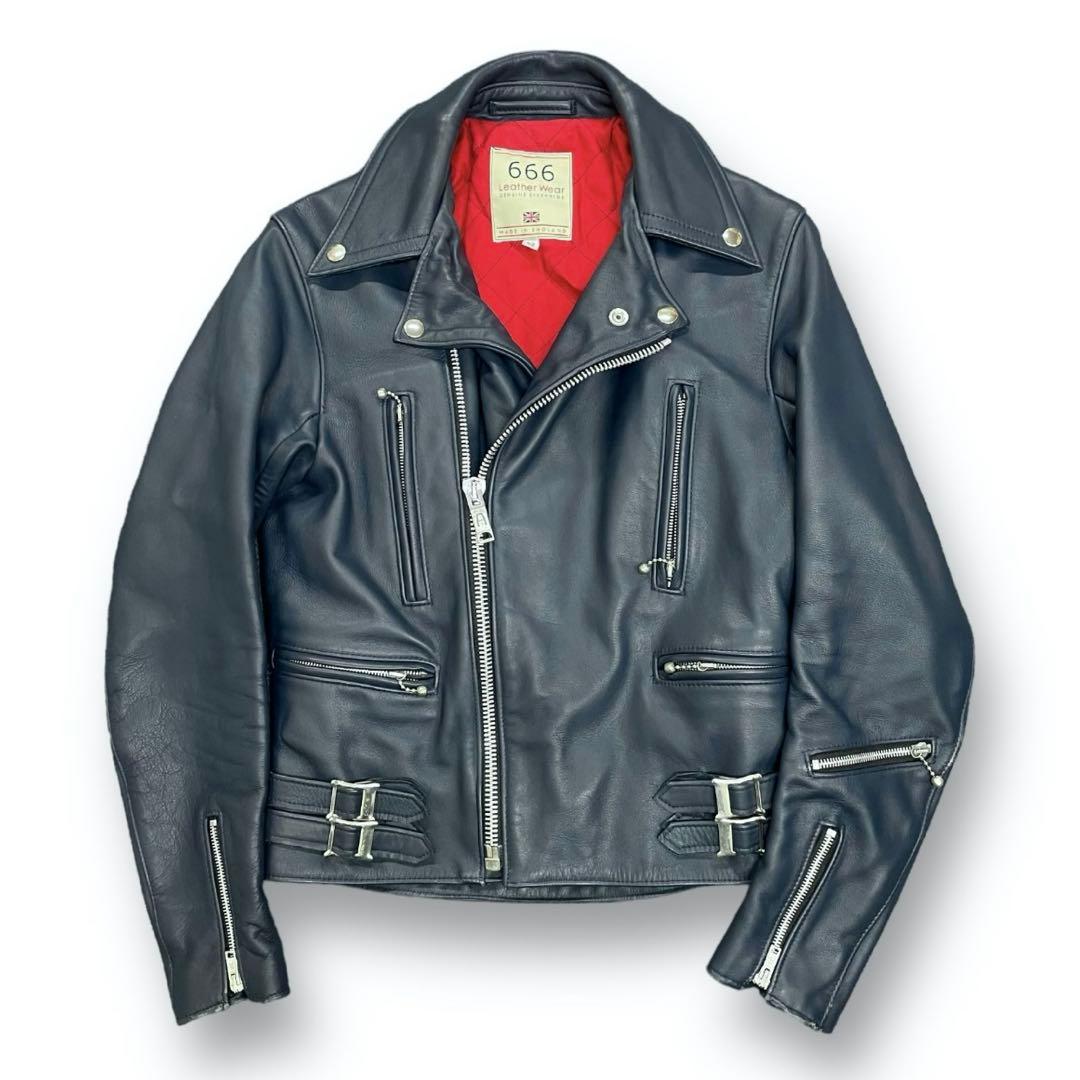 【美品】666 Leather Wear ダブルライダースジャケット 32