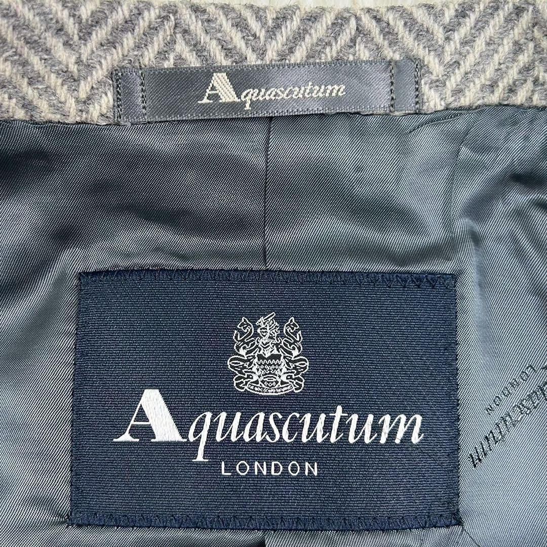 美品　アクアスキュータム　チェスターコート　ヘリンボーン　ウール　グレー系　38