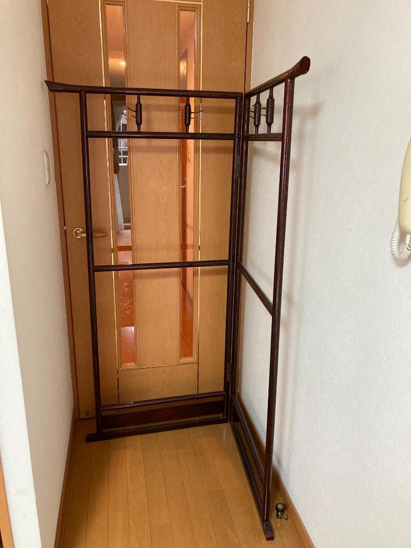 引き取り or 着払い ダークブラウン 木製ハンガーラック