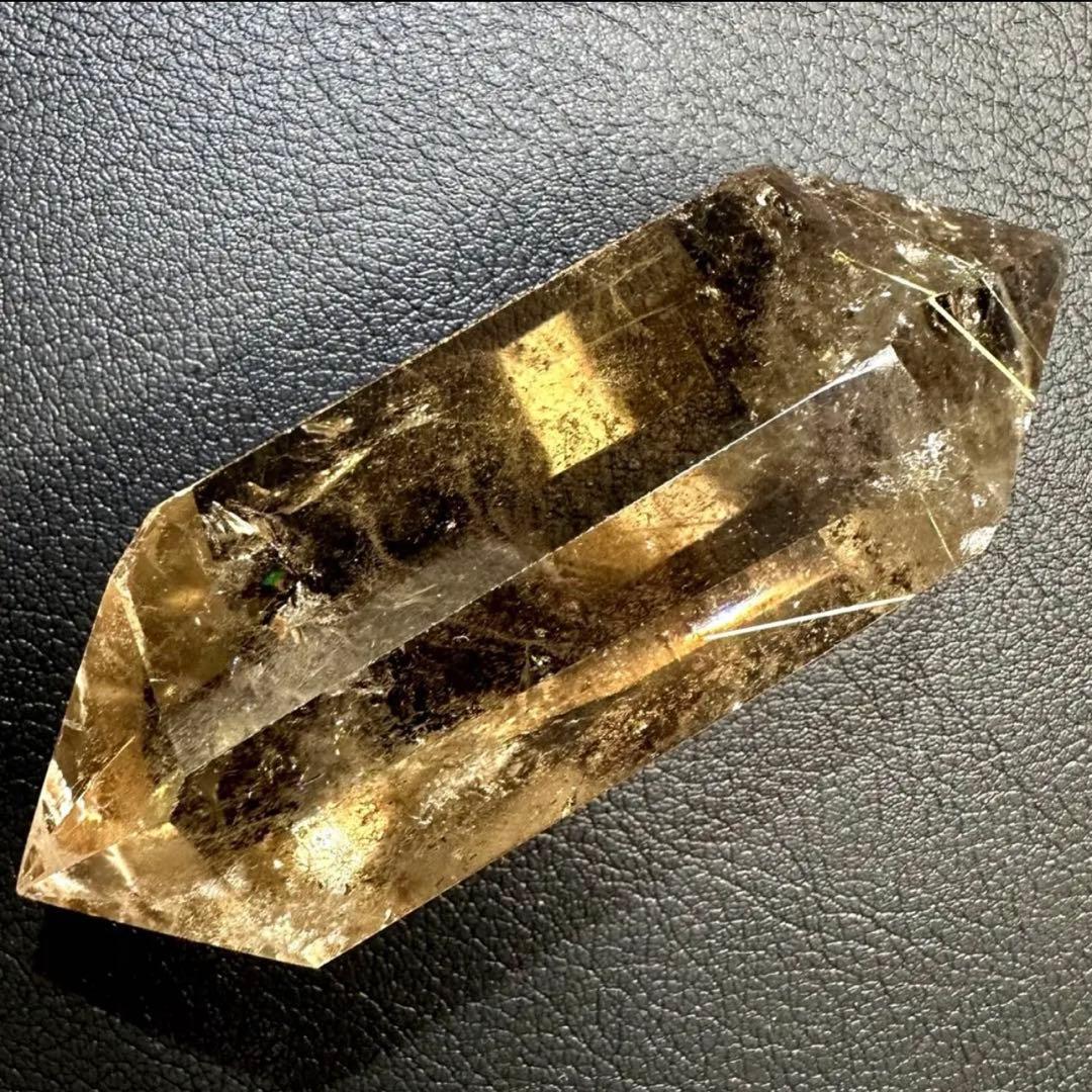 【金運· 魔除 】ルチルクォーツ ☆虹☆スモーキークォーツダブルポイントA950