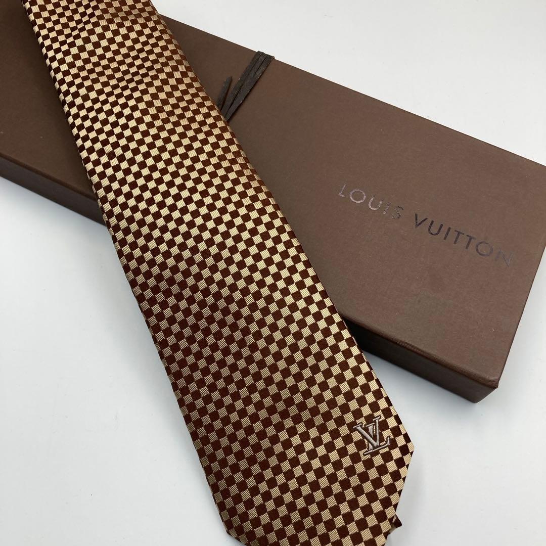 【美品 箱付】LOUIS VUITTON ルイヴィトン ネクタイ ダミエ柄