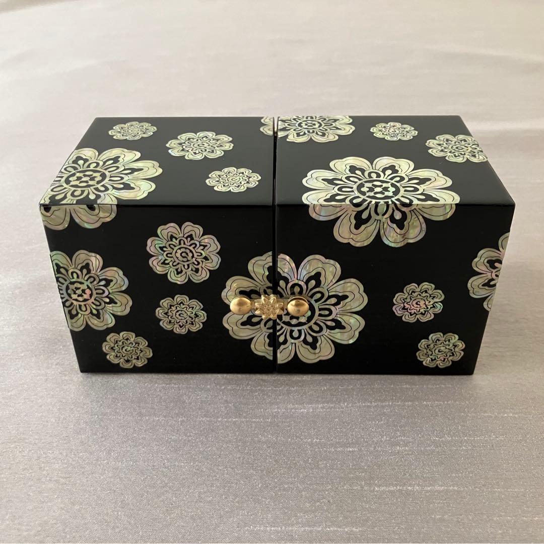 螺鈿(らでん)細工 韓国伝統工芸 ジュエリーボックス 小物入れ 双子宝石箱