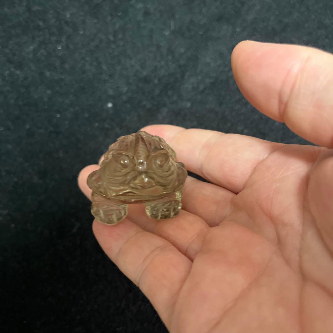 天然石スモーキーシトリンカエルの置物