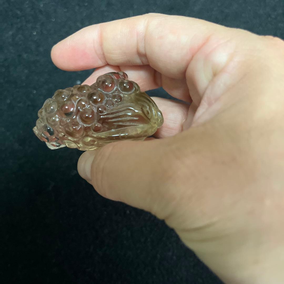 天然石スモーキーシトリンカエルの置物