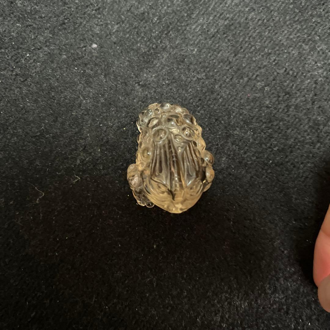 天然石スモーキーシトリンカエルの置物