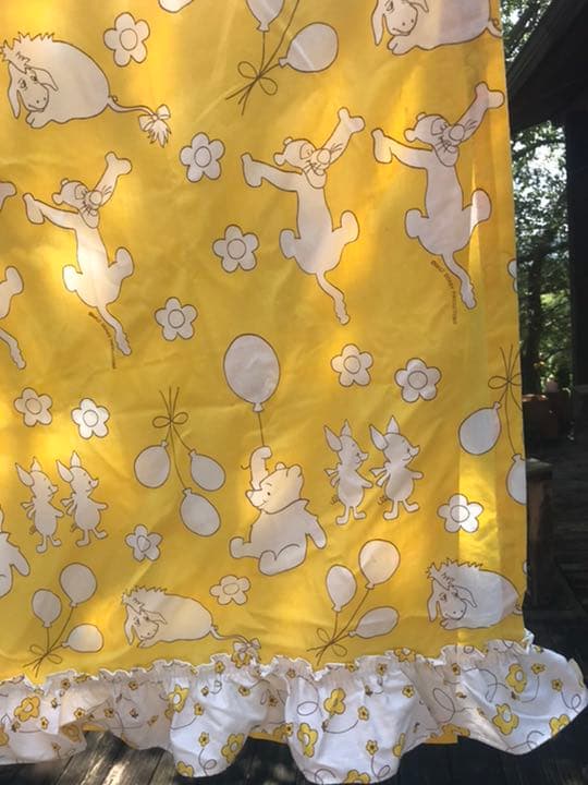 クマのプーさん カーテン 2枚 イエロー アメリカンヴィンテージ