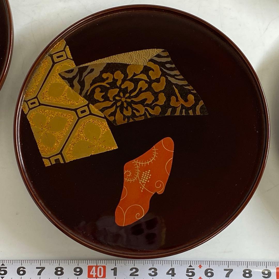 大下香仙 古代裂 蒔絵 銘々皿 共箱 w13.3cm 東キ8-0124①