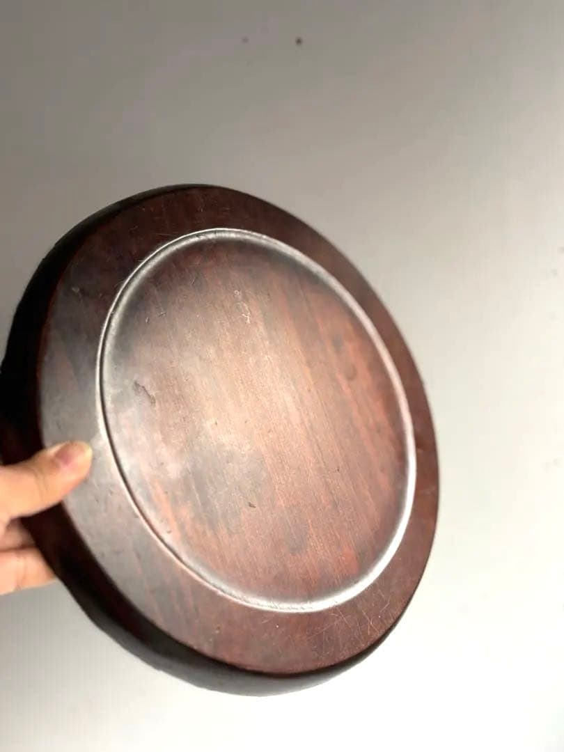 754 ヴィンテージ 軽井沢彫 桜彫 丸盆 大阪屋家具店 金継ぎ 民芸 工芸