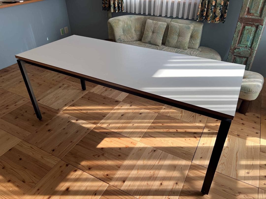 CIBONE シボネ テーブル 机 ホワイトとネイビーのリバーシブル