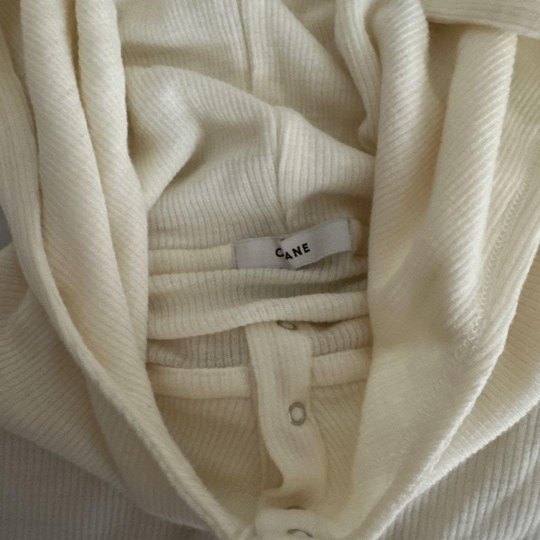 clane WOOL RIB HOODED TIGHT TOPS アイボリー 1
