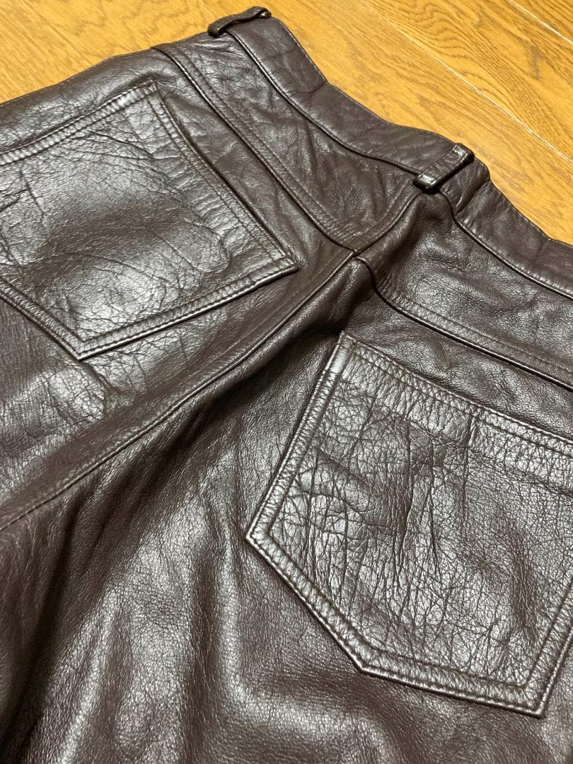 96AW WIRE期 アーカイブ レザーパンツ ブラウン UC-6W-P-06