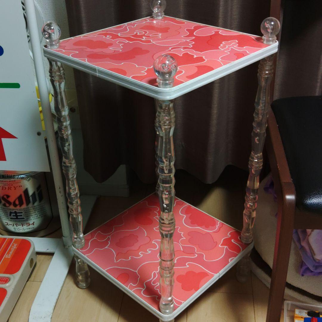 昭和 レトロ 花柄 電話台 飾り台 棚