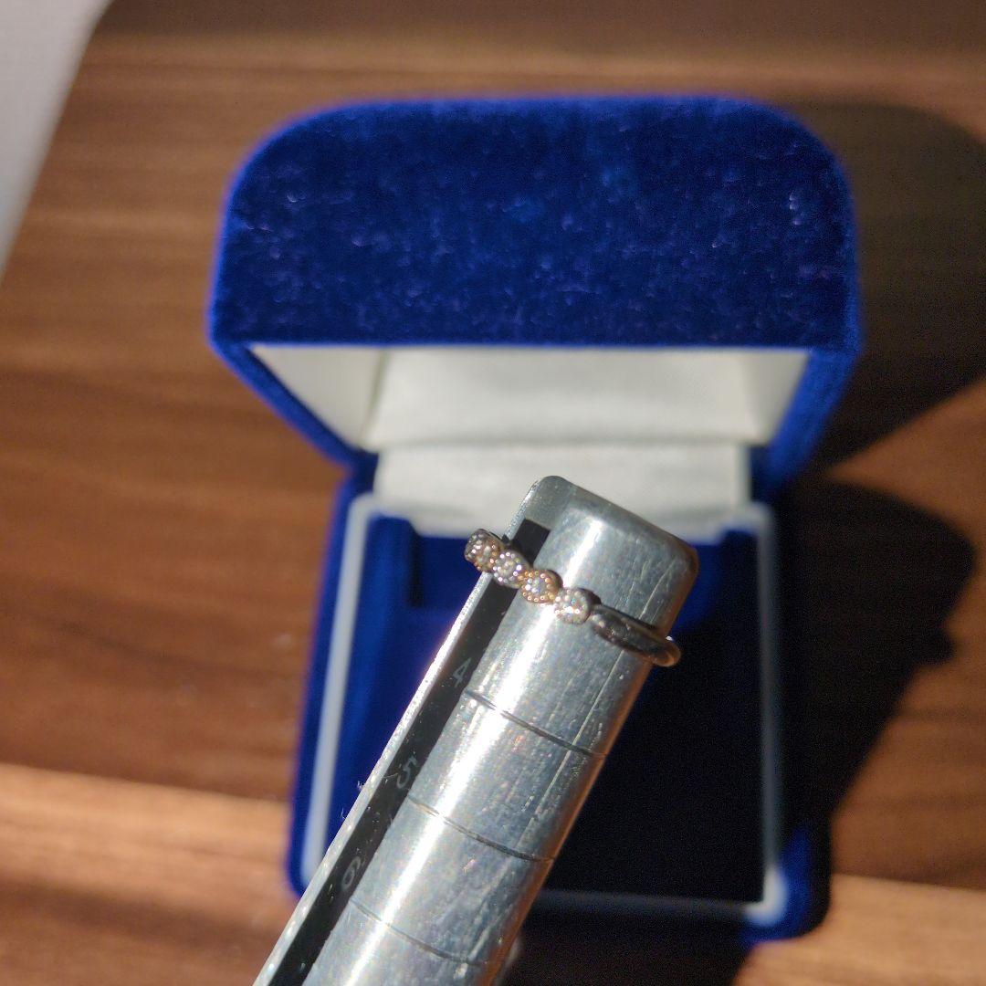 猫*事様 K18、Pt900コンビリング　プチダイヤ✨ミル打ち　ピンキー