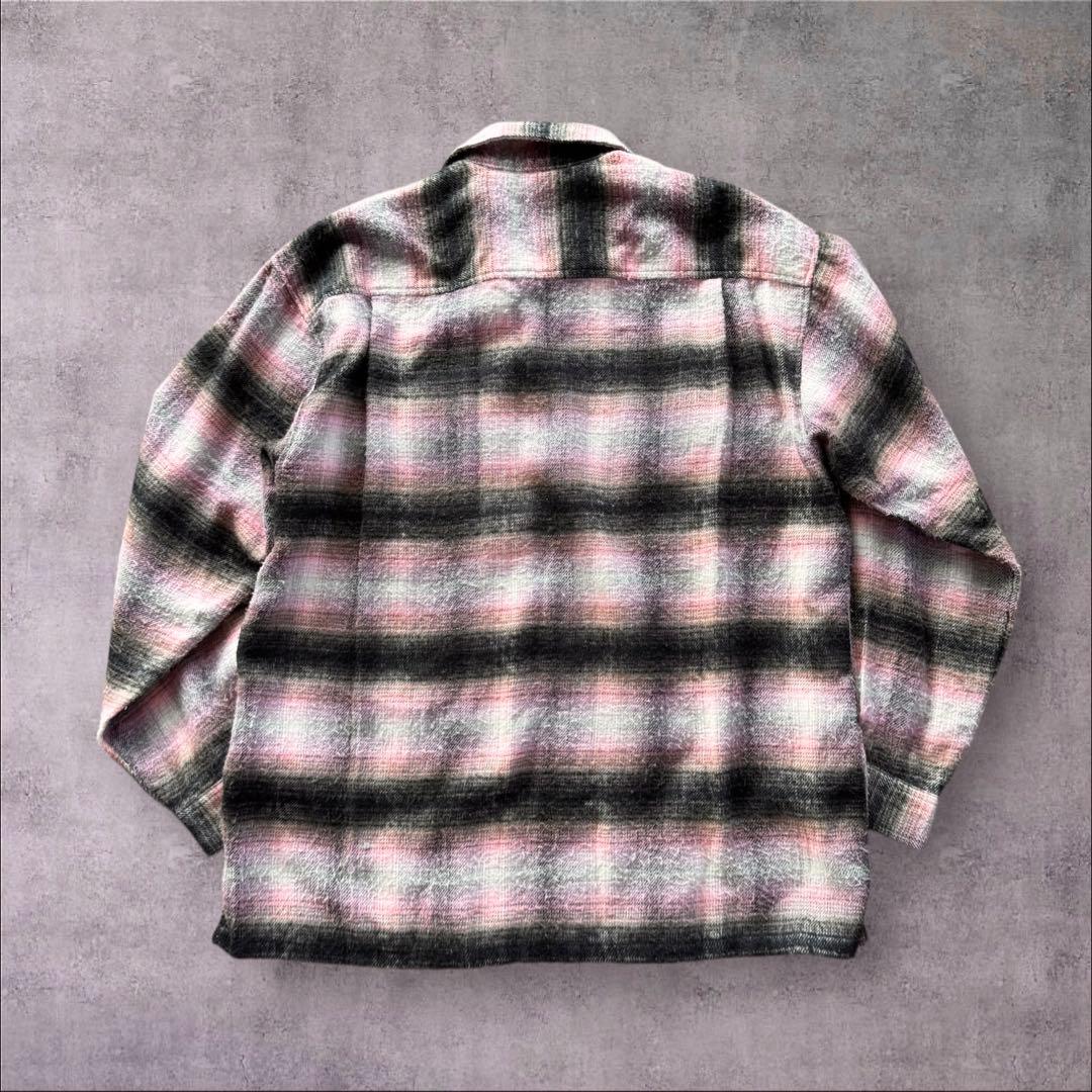 好配色ピンク黒白 WORLD unique オンブレジップネルシャツサイズ　L