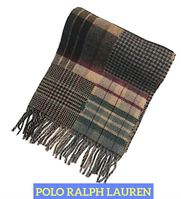 POLO RALPH LAURENパッチワークチェックウールブレンド マフラー