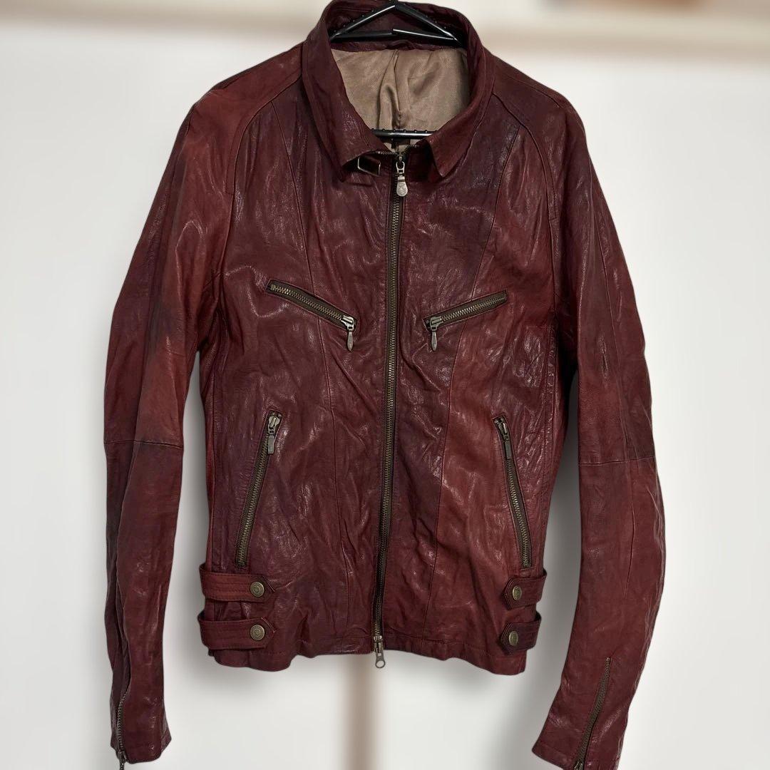 トルネードマート革ジャン赤系　レッド　ライダース　山羊革ゴートレザー　М