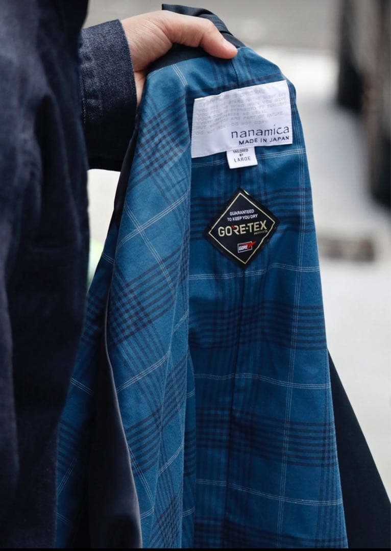 【nanamica】ゴアテックス 2Lコットンブレステッドダブルコートネイビー