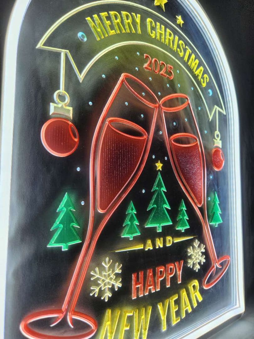 浮彫式ネオン管 MERRY CHRISTMAS シャンパングラス LEDライト