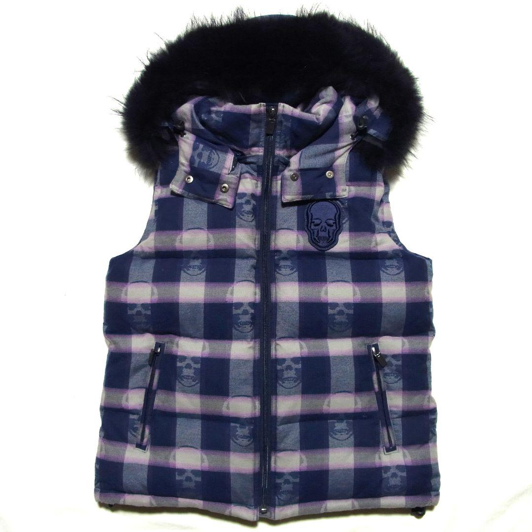 定価28万 ルシアンペラフィネ カシミヤ混 スカルチェック ファー ダウンベスト