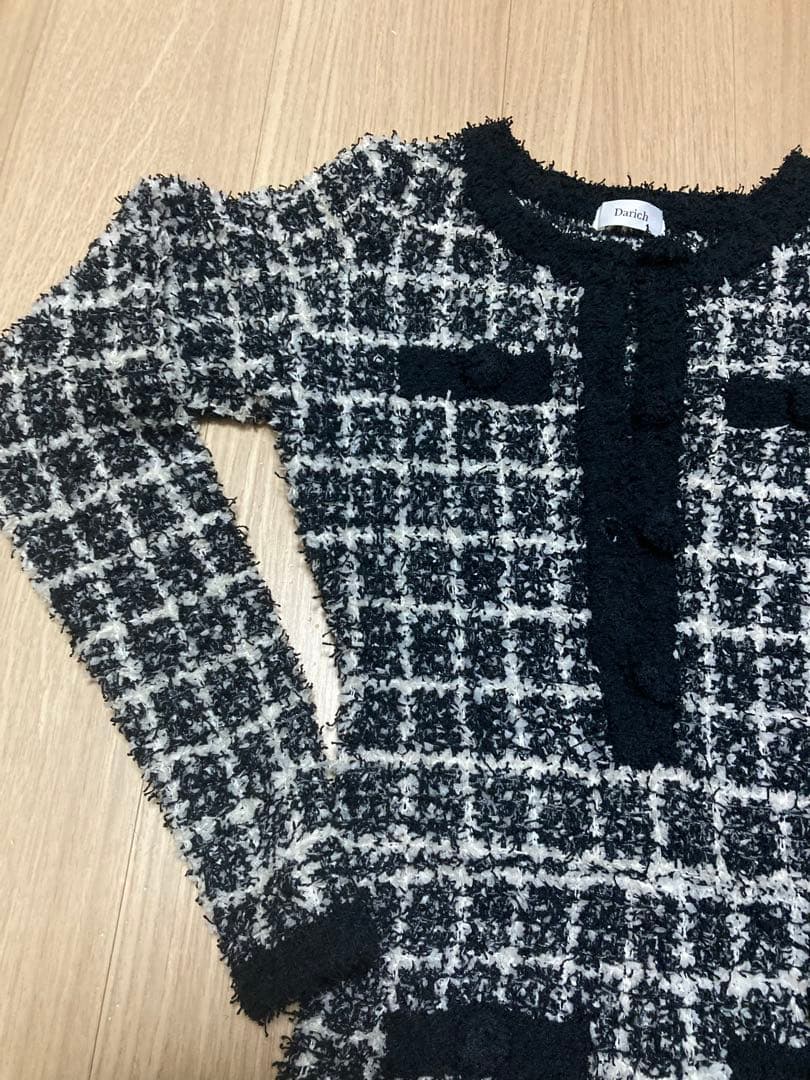 Darich ダーリッチ ツイードニットコンビネゾン ブラック Free