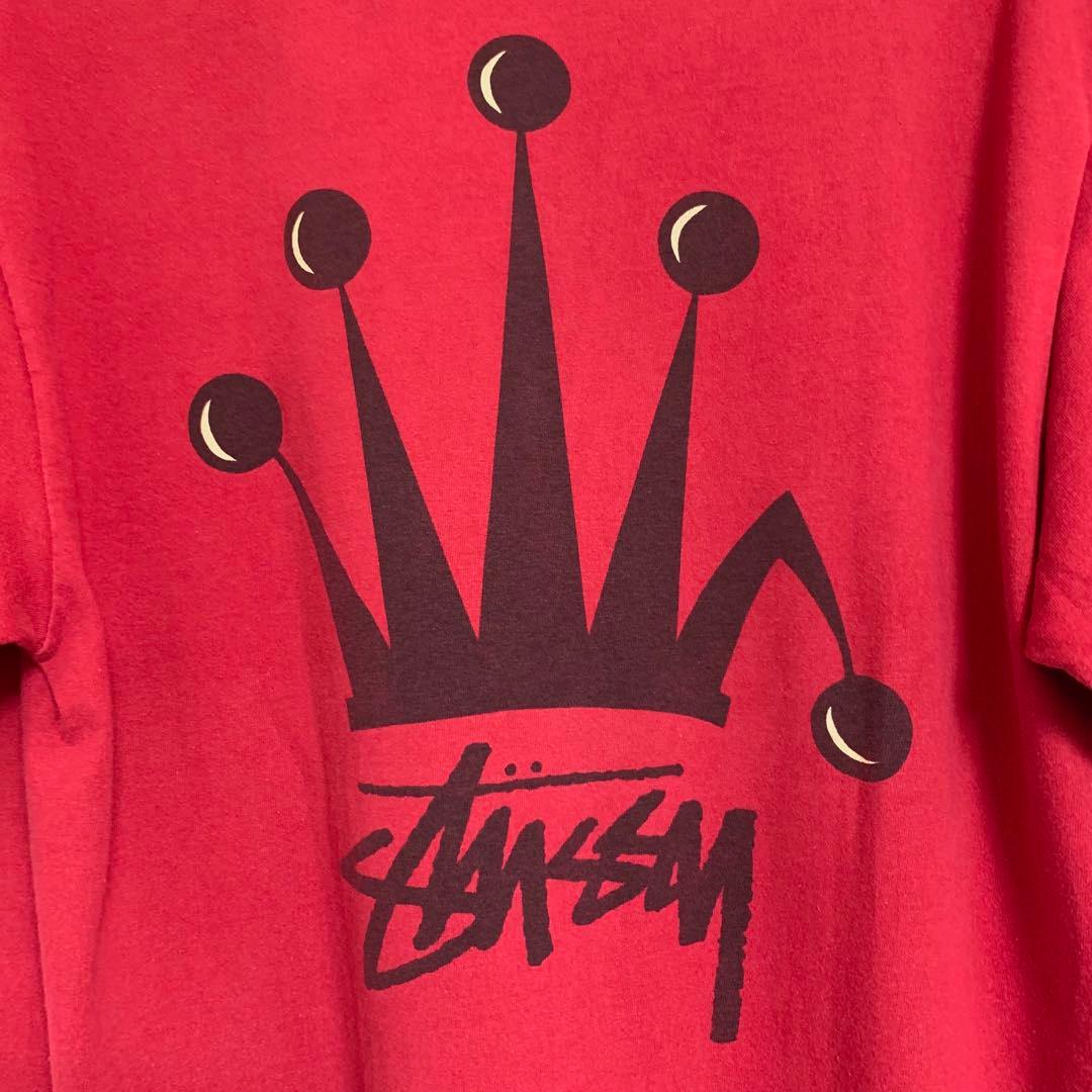 80s 前期 STUSSY USA製 黒タグ ビッグ クラウン ロゴ ロンT L