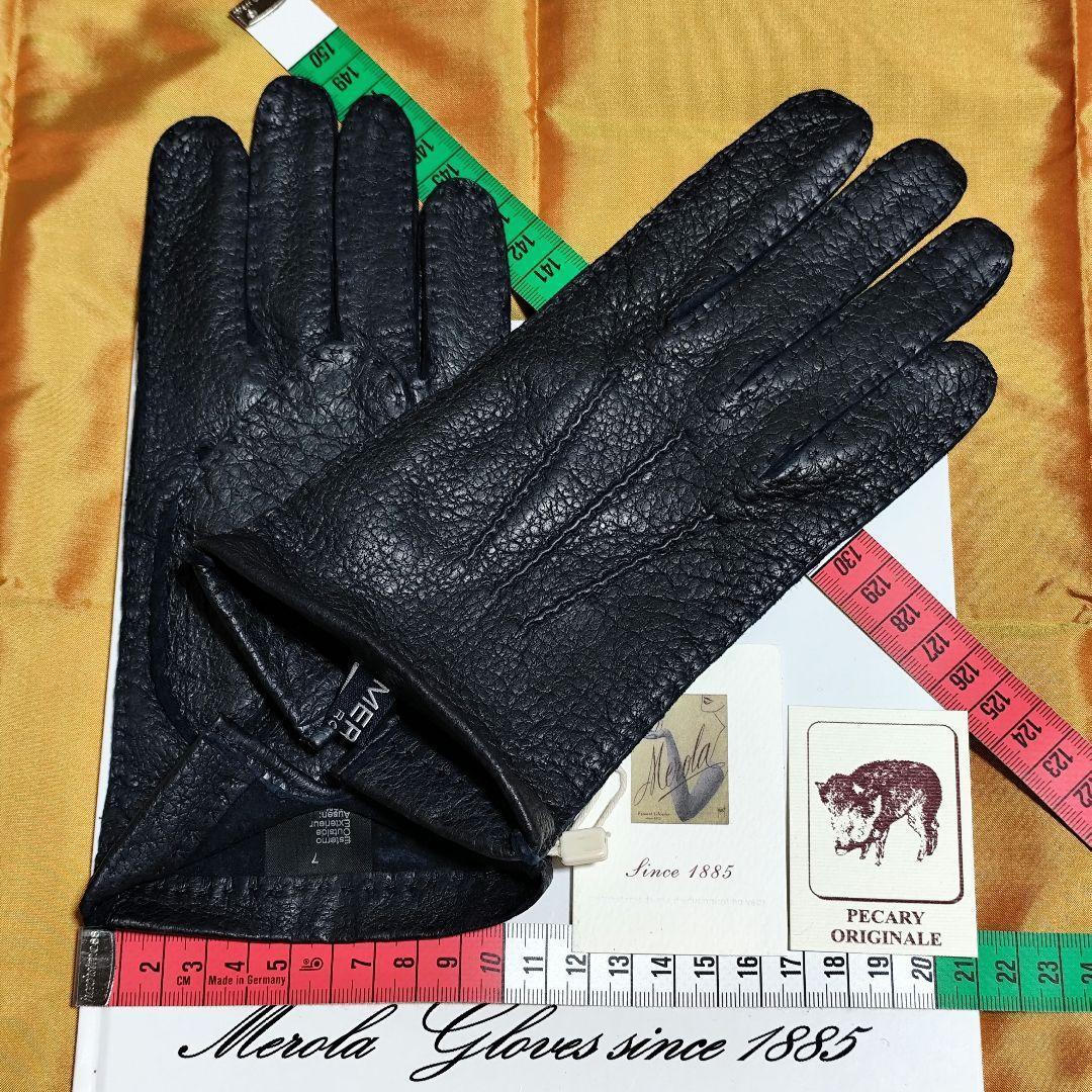 値下げ メローラ ペッカリー紺 ライニングなし 革手袋 グローブ MEROLA