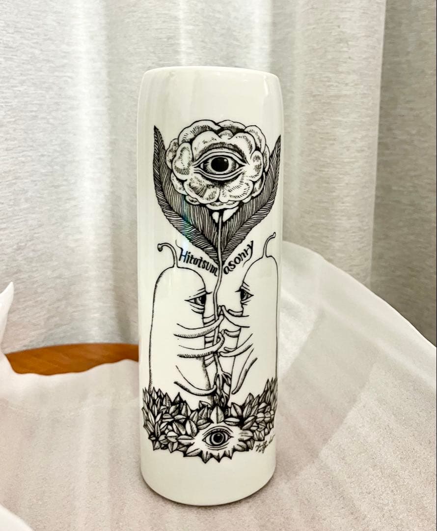 【未使用】ヒグチユウコ　ボリス雑貨店　花瓶　九谷焼　日本製　ひとつめちゃん