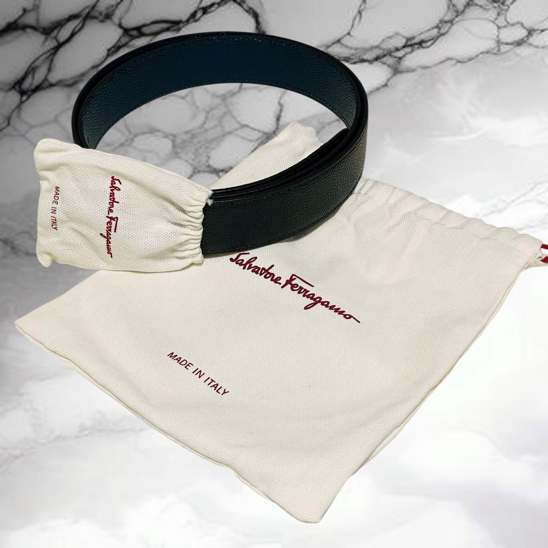 【サルバトーレフェラガモ】美品リバーシブル ガンチーニ ドレス ビジネス 茶×紺