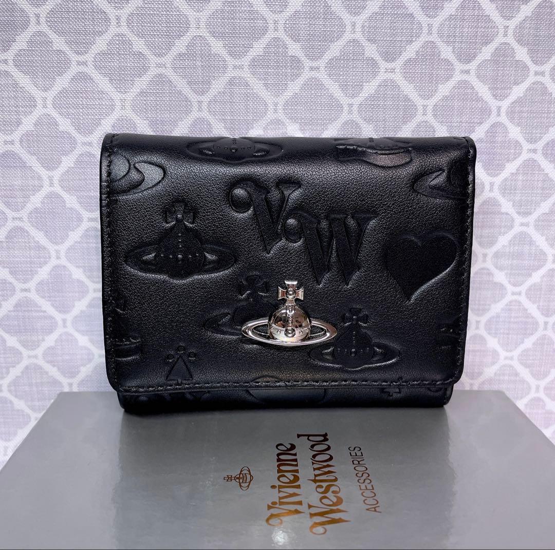 【新作✩内柄も素敵】Vivienne Westwood 三折財布 マットブラック